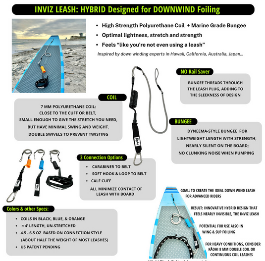 Kaohi INVIZ Leash™ - Hybrid designed for Downwind Foiling
