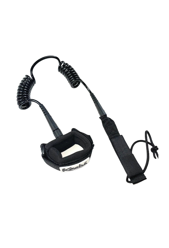 Load image into Gallery viewer, Kāohi Wing Leash - 6' x 5.5 mm Double Coil with Wrist Cuff
