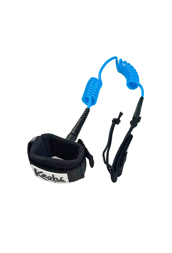 Load image into Gallery viewer, Kāohi Wing Leash - 6' x 5.5 mm Double Coil with Wrist Cuff
