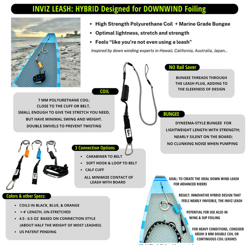 Load image into Gallery viewer, Kaohi INVIZ Leash™ - Hybrid designed for Downwind Foiling
